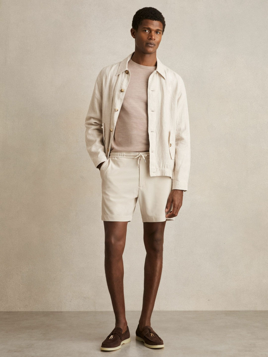 Textured Drawstring Shorts Stone | Men