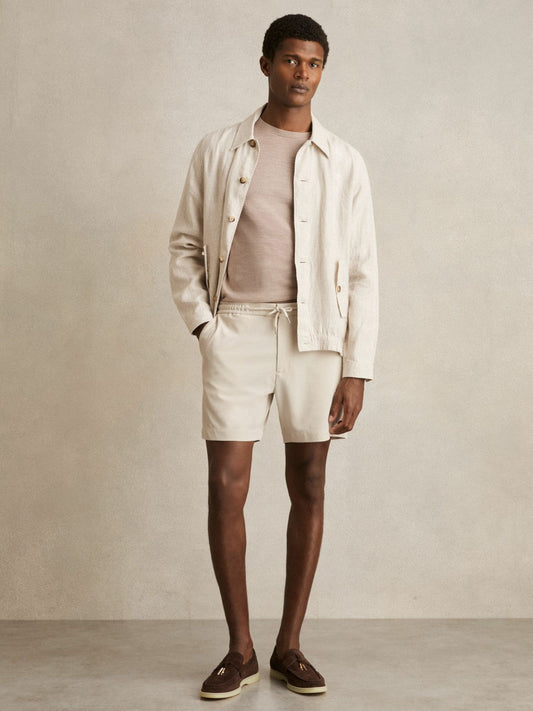 Textured Drawstring Shorts Stone | Men