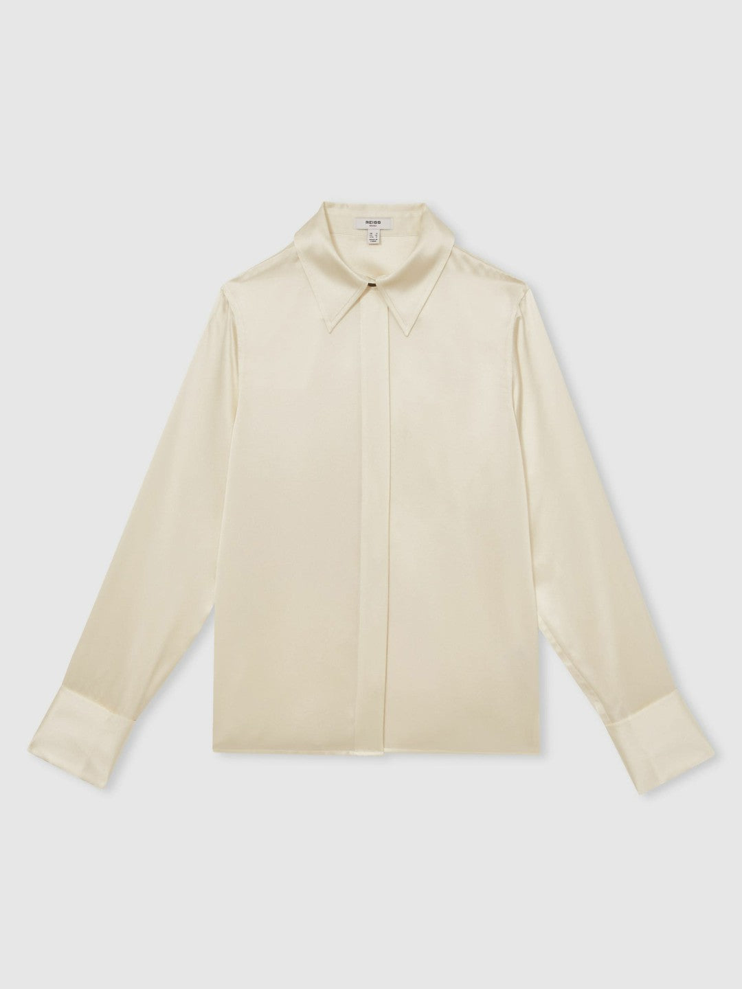 Silk-Satin Concealed-Placket Shirt Ivory | Women
