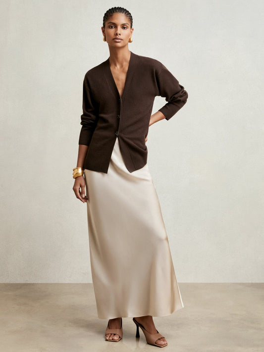 Silk Slip Maxi Skirt Champagne Neutral | Women