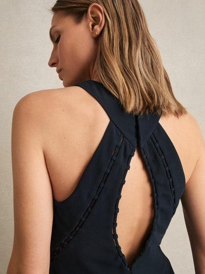 Ladder-Trim Sleeveless Maxi Dress Navy | Women