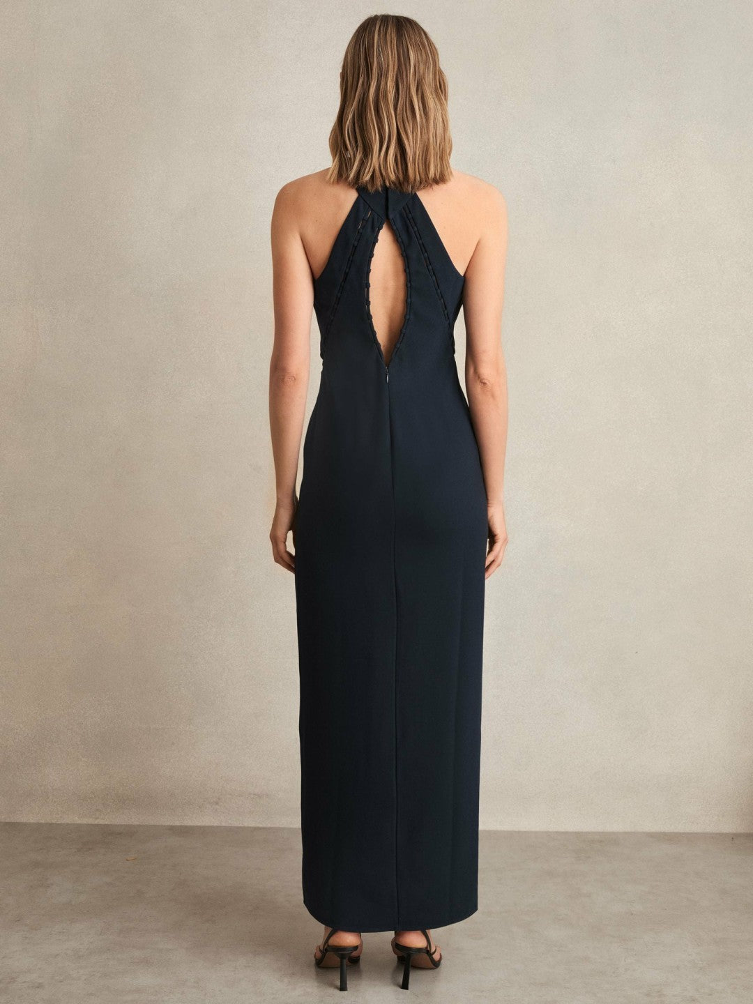 Ladder-Trim Sleeveless Maxi Dress Navy | Women