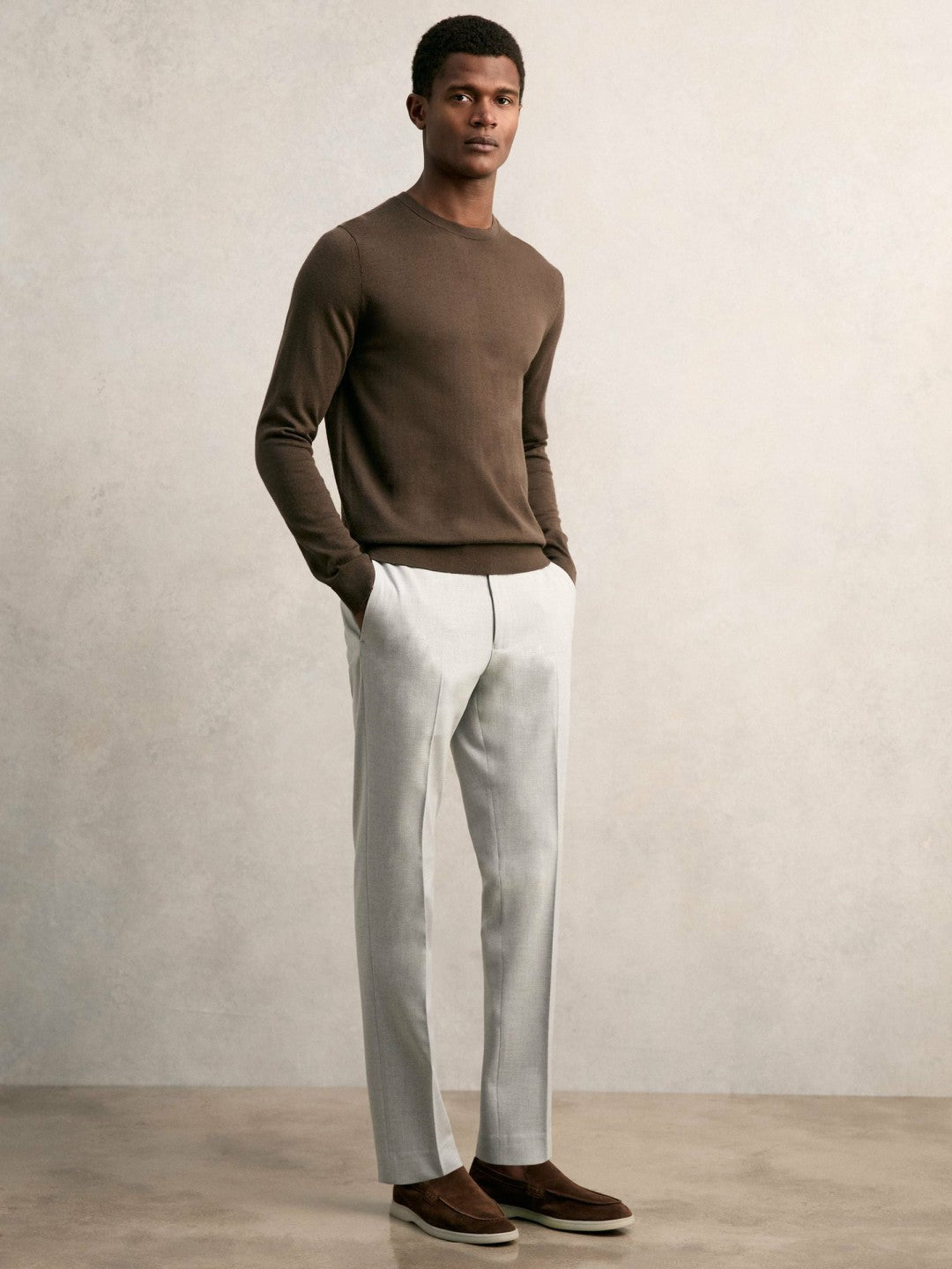 Slim-Fit Internal-Drawstring Trousers Grey | Men