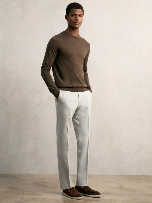 Slim-Fit Internal-Drawstring Trousers Grey | Men