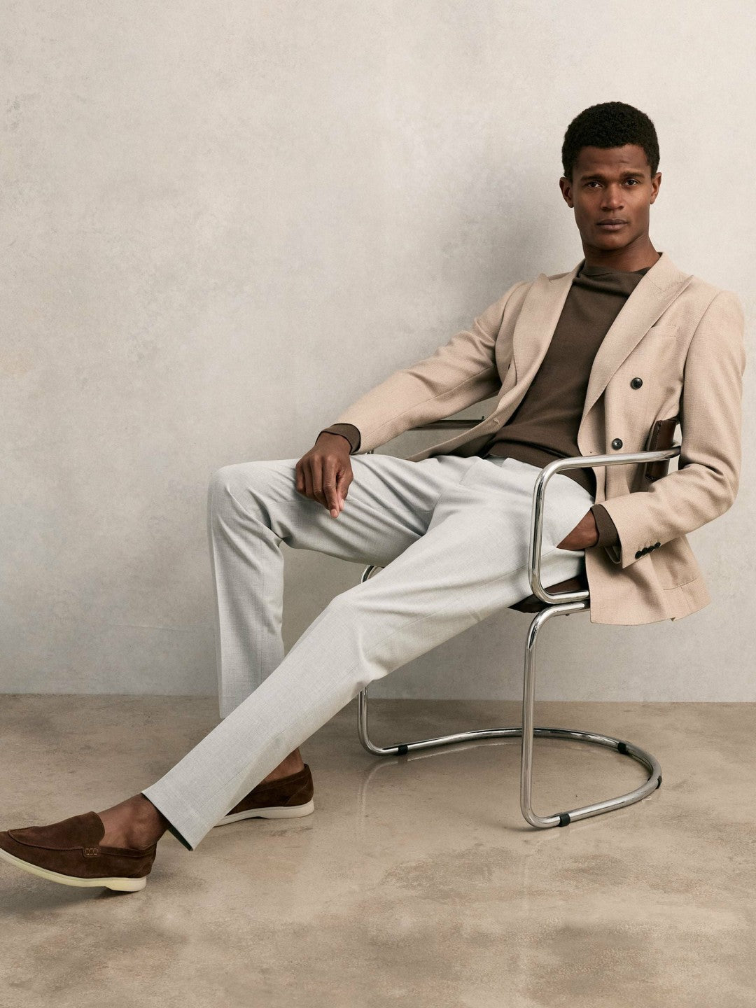 Slim-Fit Internal-Drawstring Trousers Grey | Men