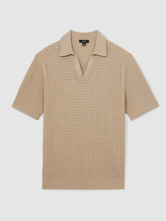 Micro-Cable Open-Collar Cotton-Blend Shirt Light Camel Brown | Men