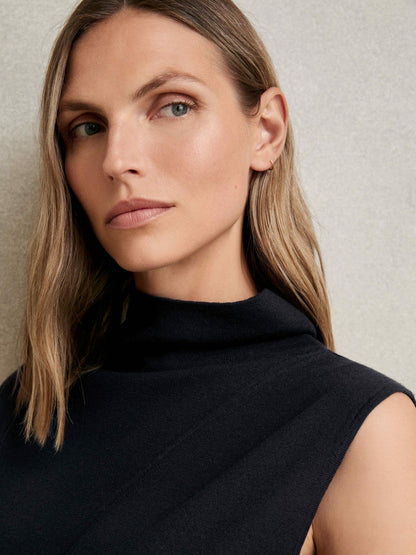 Wool Slouched Sleeveless Top Navy | Women