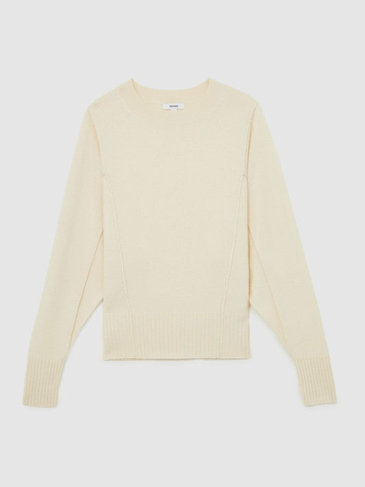 Wool-Blend Reverse-Seam Batwing Jumper With Cashmere Cream | Women
