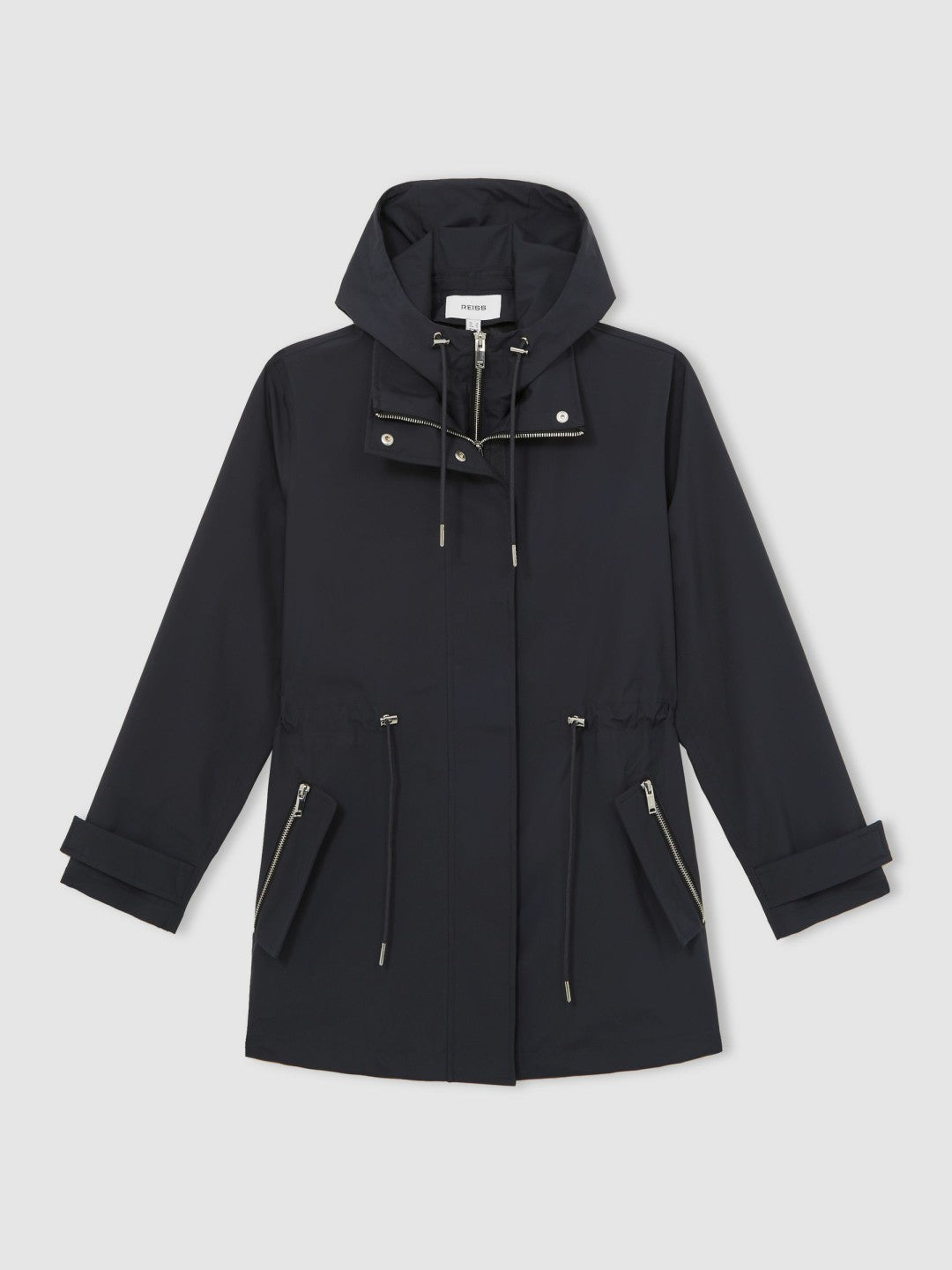 Removable-Hood Rain Coat Navy | Women