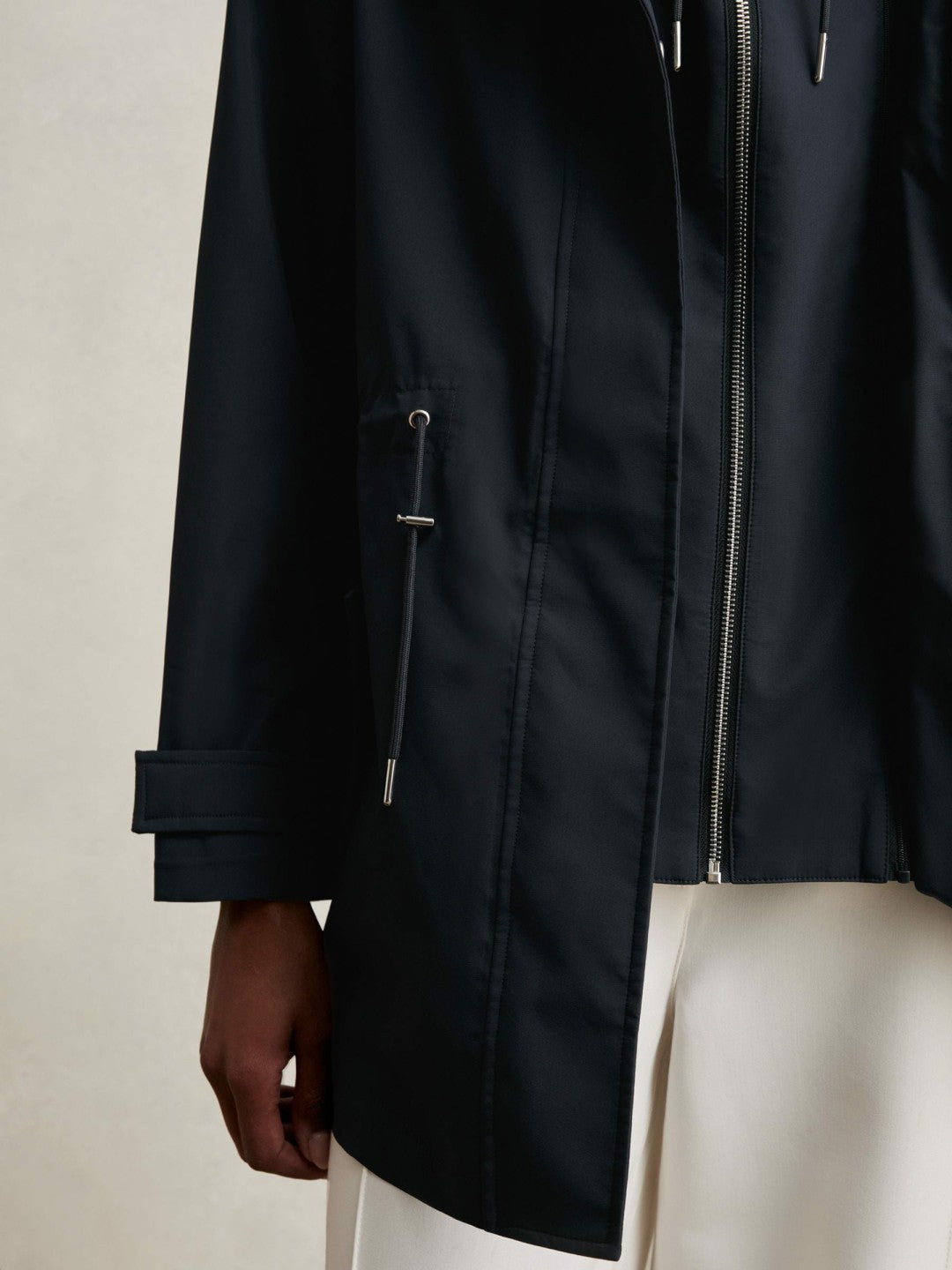 Removable-Hood Rain Coat Navy | Women