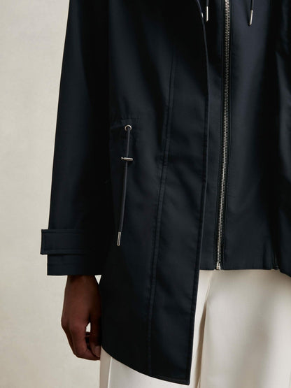 Removable-Hood Rain Coat Navy | Women
