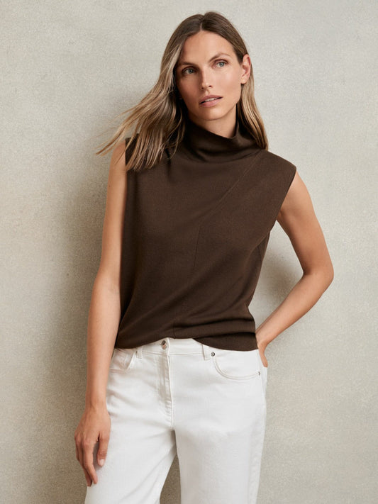Wool Slouched Sleeveless Top Chocolate | Women
