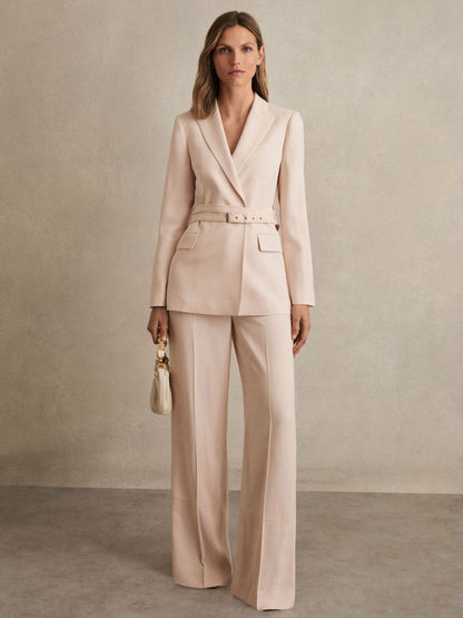 Petite Wide-Leg Suit Trousers Pink | Women
