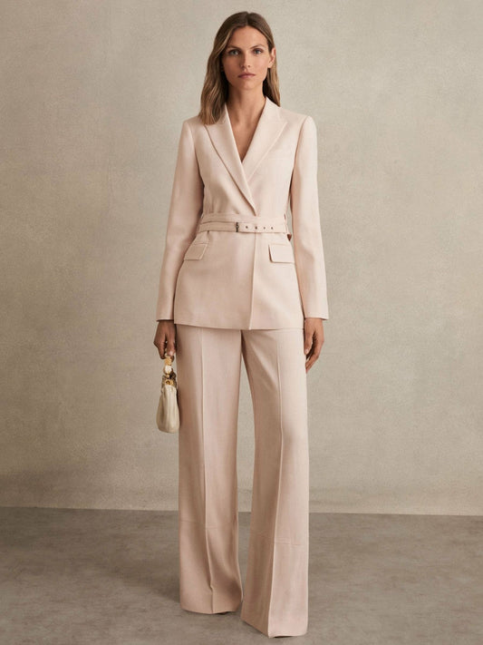 Petite Wide-Leg Suit Trousers Pink | Women