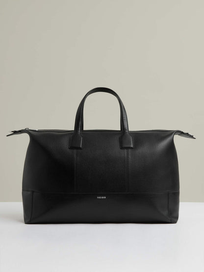 Micro-Grain Leather Holdall Black | Men