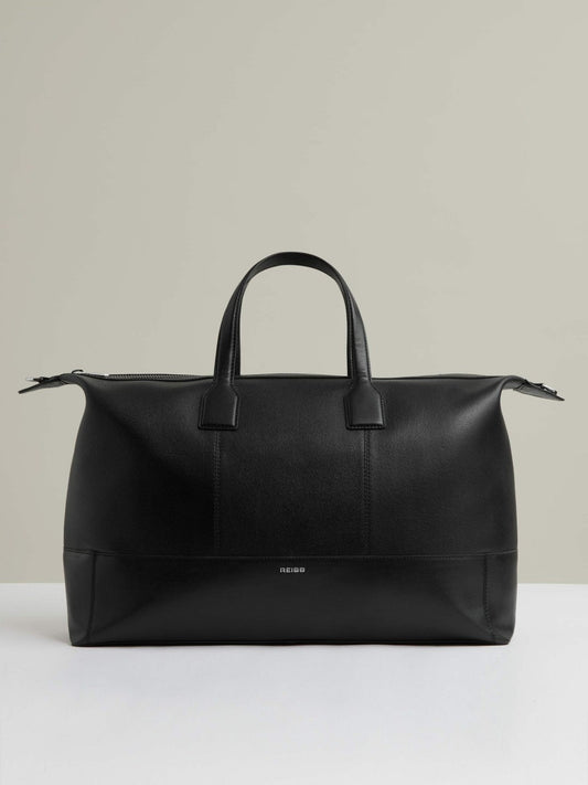 Micro-Grain Leather Holdall Black | Men