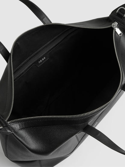Micro-Grain Leather Holdall Black | Men