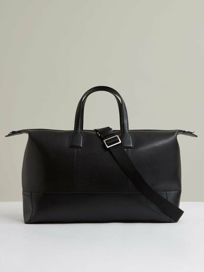 Micro-Grain Leather Holdall Black | Men