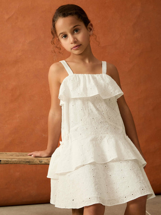 9-13 yrs SmileyWorld Broderie Logo Dress Ivory | Children & Baby