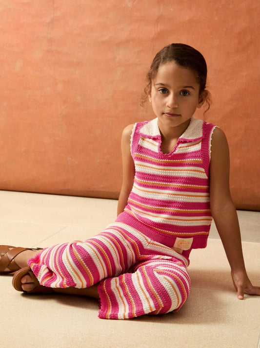 9-13 yrs SmileyWorld Stripe Knit Trousers Pink | Children & Baby