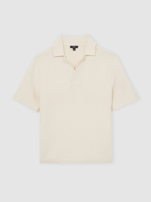 Oversize Textured Polo Shirt Cotton-Blend Off White | Men