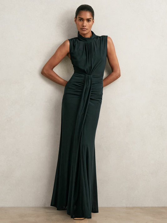 Sheer Ruched Maxi Dress Teal | Women