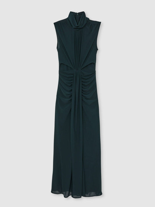 Sheer Ruched Maxi Dress Teal | Women