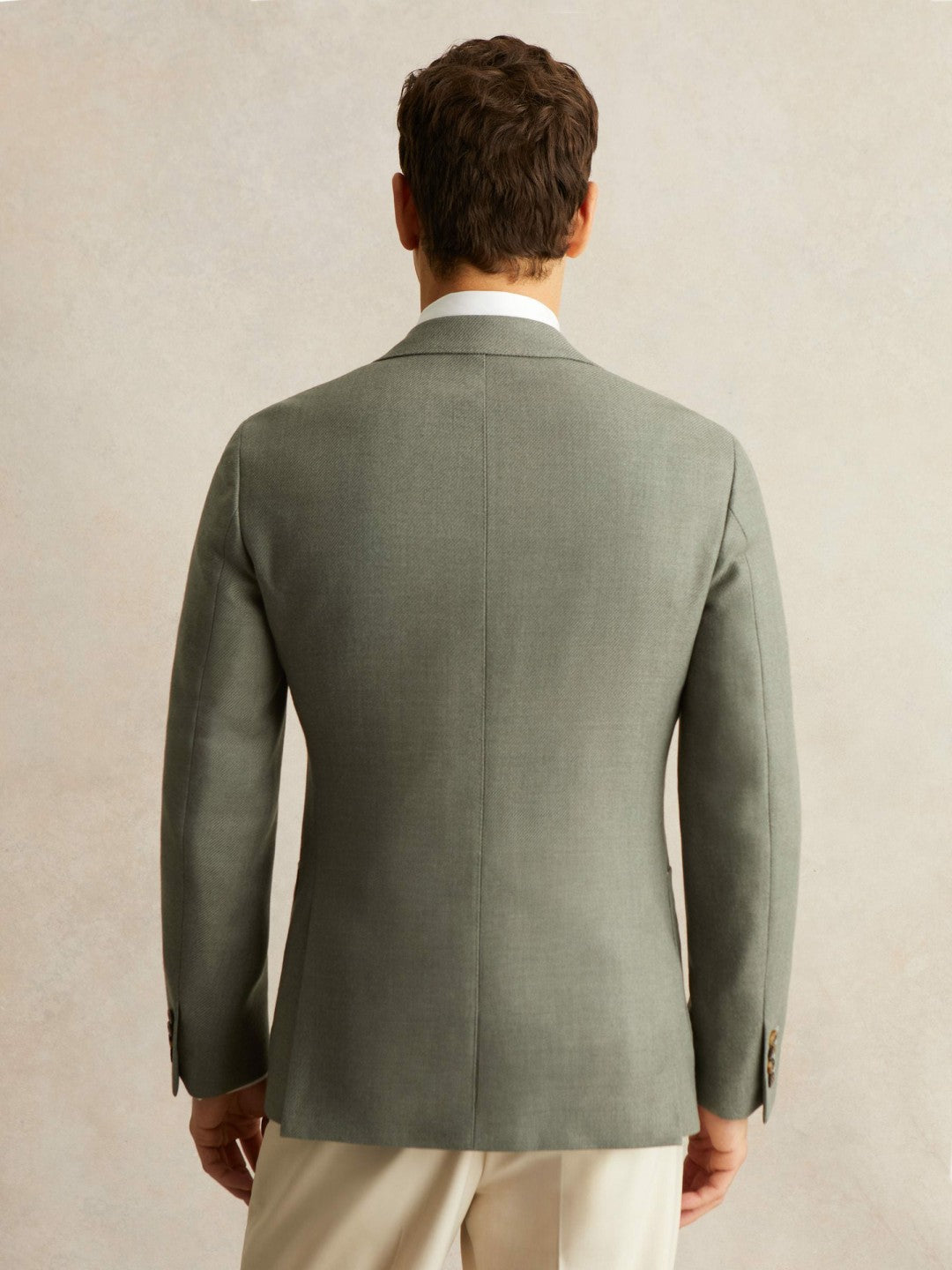 Wool-Blend Single-Breasted Blazer Slim-Fit Sage Green | Men