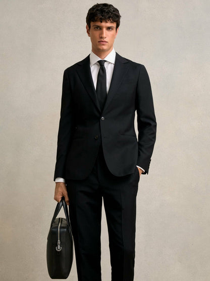 Micro-Grain Leather Briefcase Black | Men