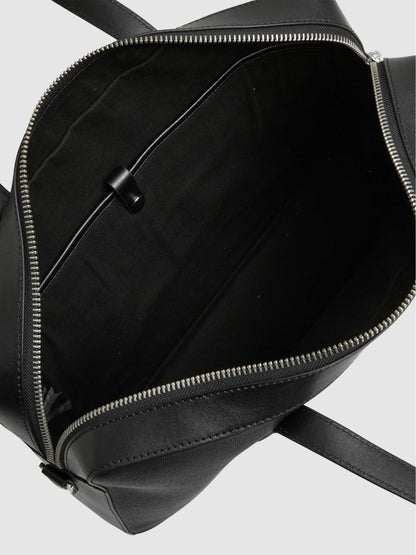 Micro-Grain Leather Briefcase Black | Men