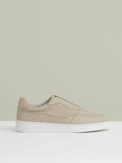 Leather Elasticated-Lace Trainers Ecru | Men