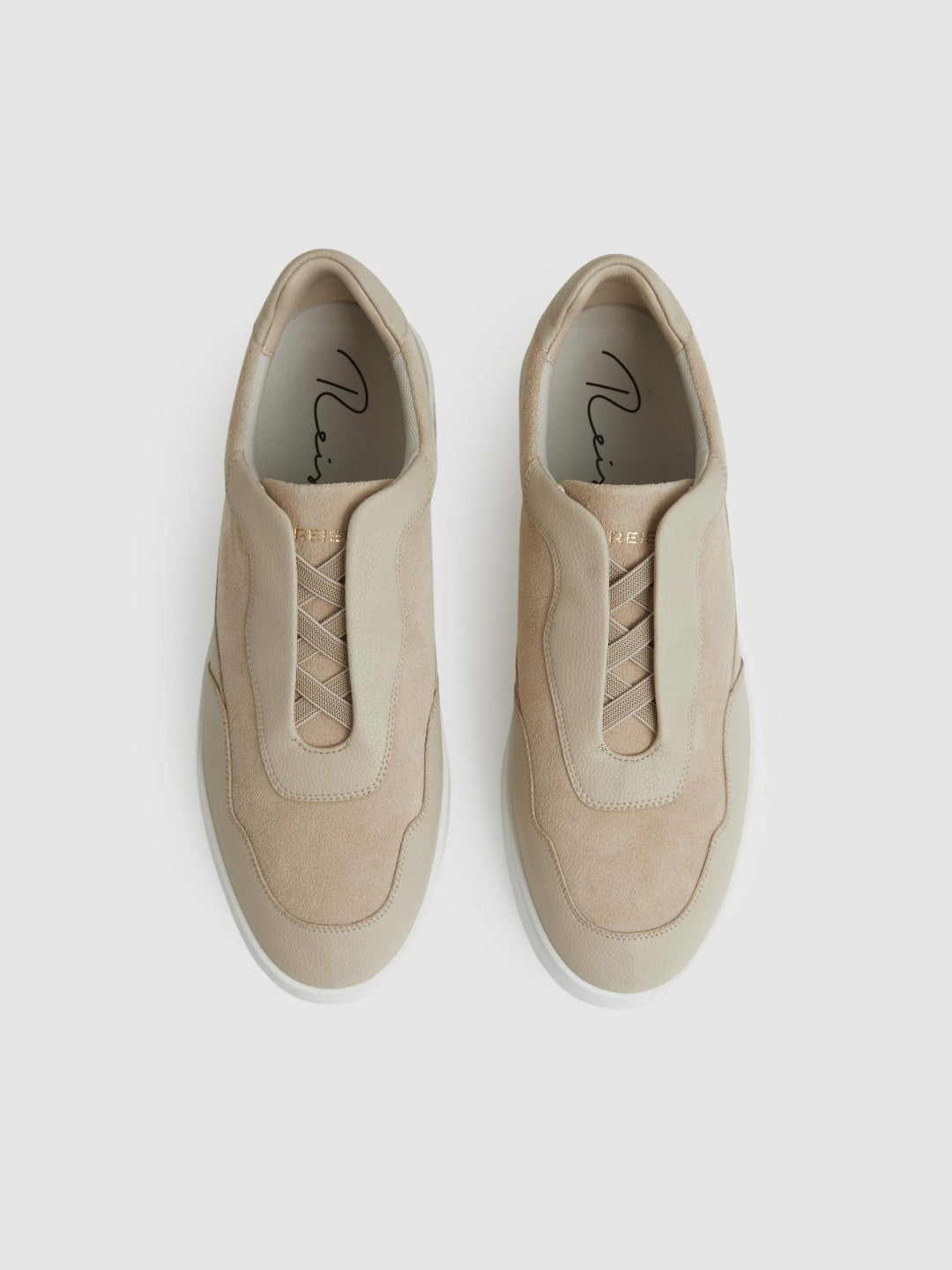 Leather Elasticated-Lace Trainers Ecru | Men
