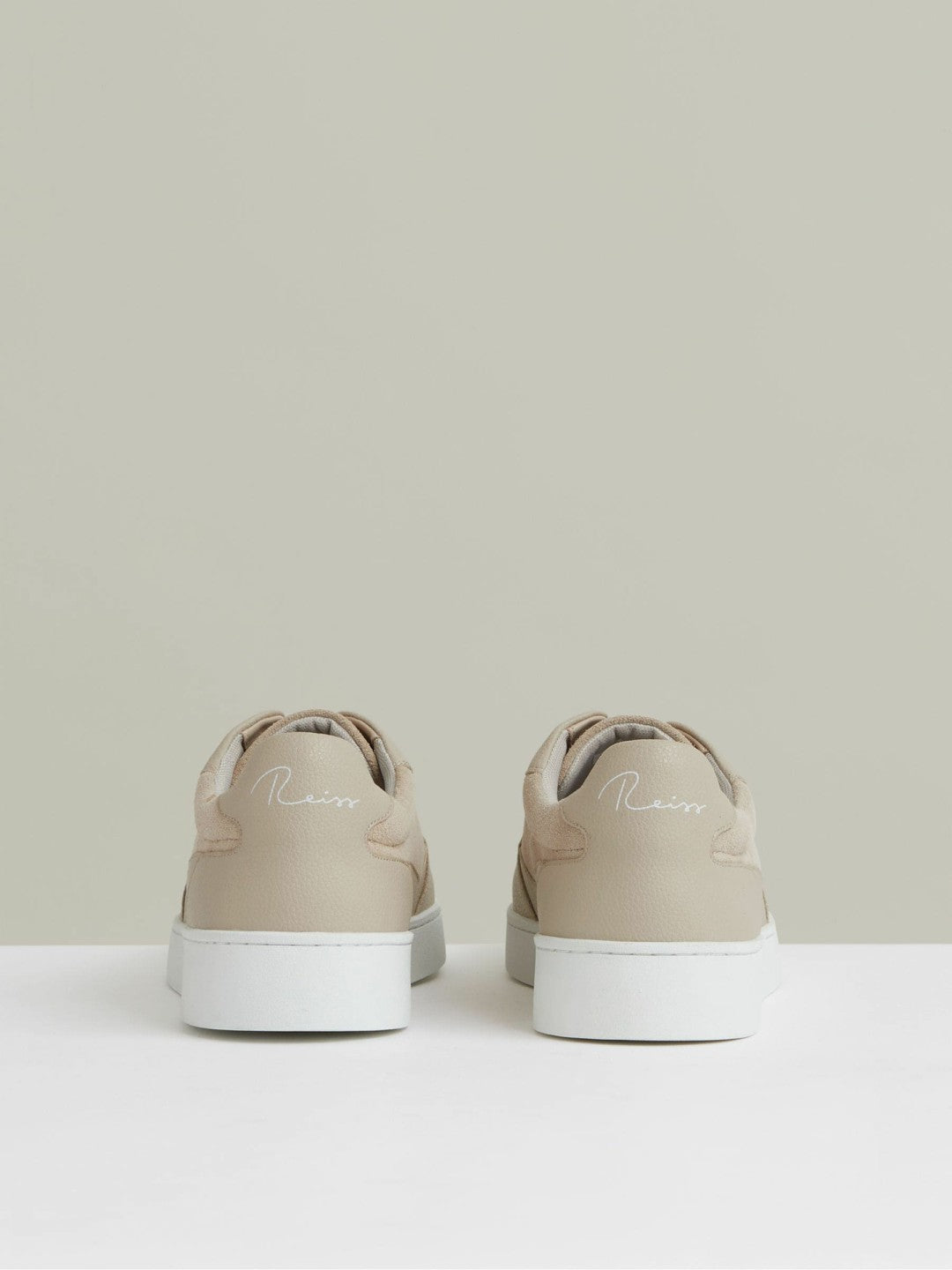 Leather Elasticated-Lace Trainers Ecru | Men