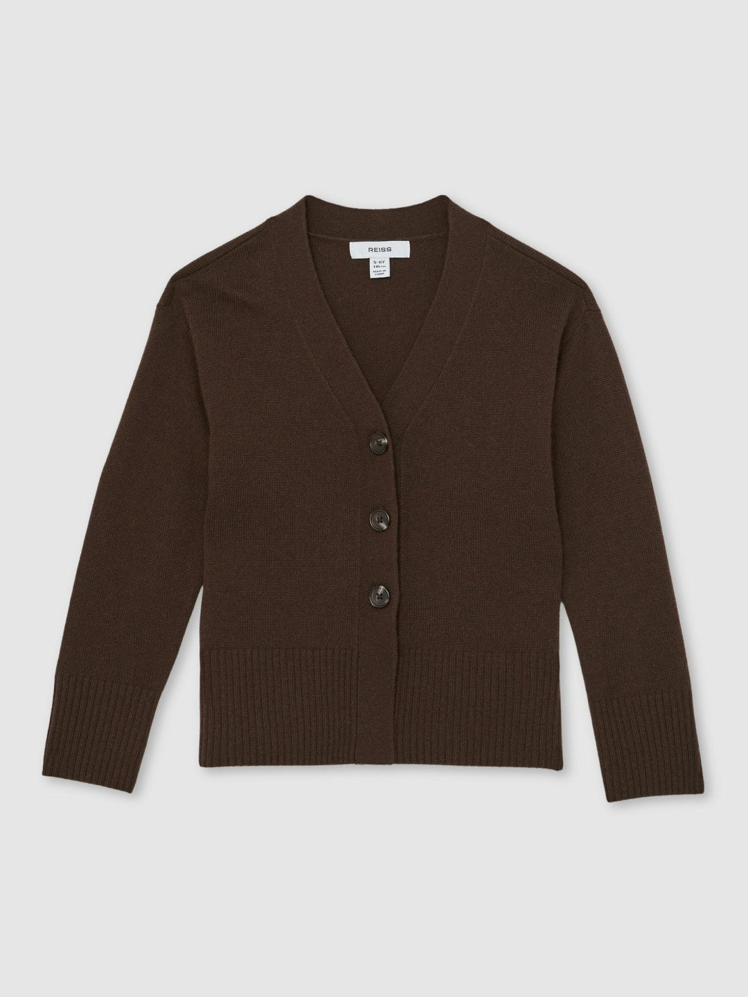 13-14 yrs Wool-Blend Fitted Cardigan With Cashmere Brown | Children & Baby