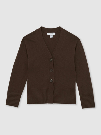 13-14 yrs Wool-Blend Fitted Cardigan With Cashmere Brown | Children & Baby