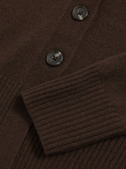 13-14 yrs Wool-Blend Fitted Cardigan With Cashmere Brown | Children & Baby