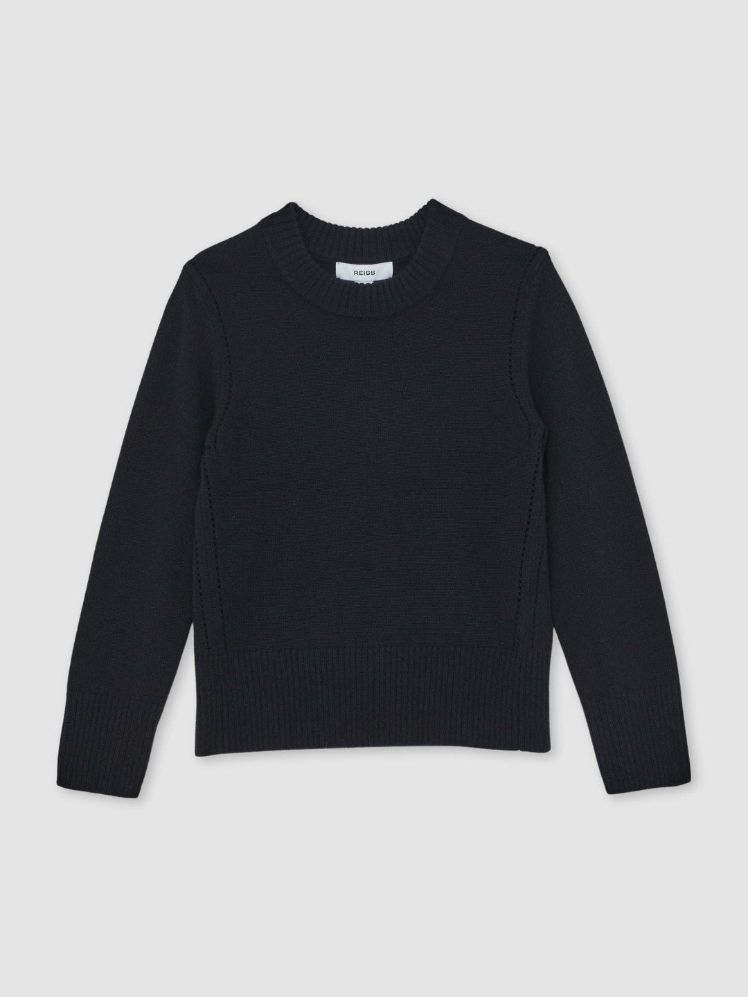 9-13 yrs Wool-Blend Open-Stitch Jumper with Cashmere Navy | Children & Baby