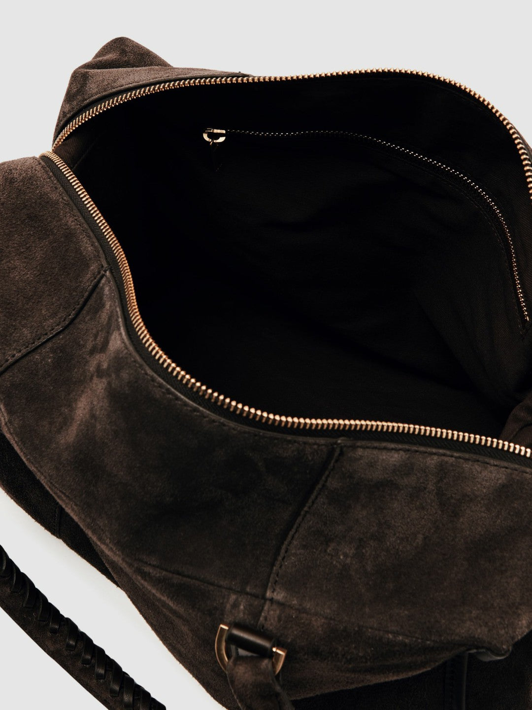 Suede Braided-Strap Bowling Bag Chocolate | Women