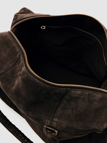 Suede Braided-Strap Bowling Bag Chocolate | Women