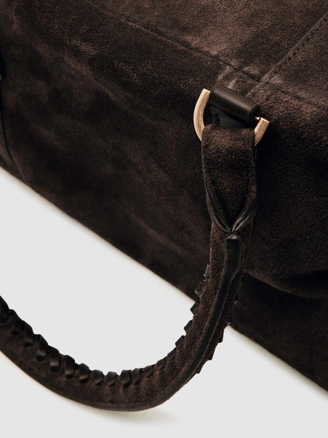 Suede Braided-Strap Bowling Bag Chocolate | Women