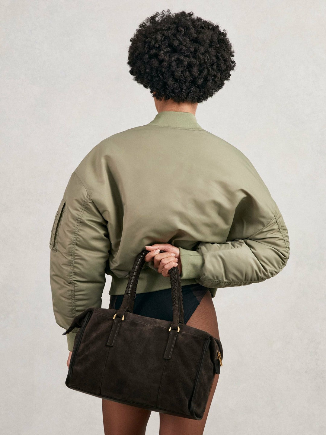 Suede Braided-Strap Bowling Bag Chocolate | Women