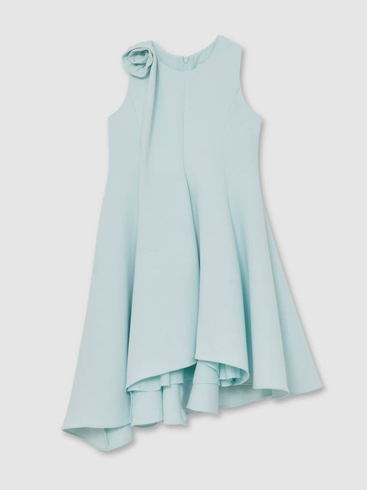 9-13 yrs Flower-Detail Fit-And-Flare Dress Blue | Children & Baby