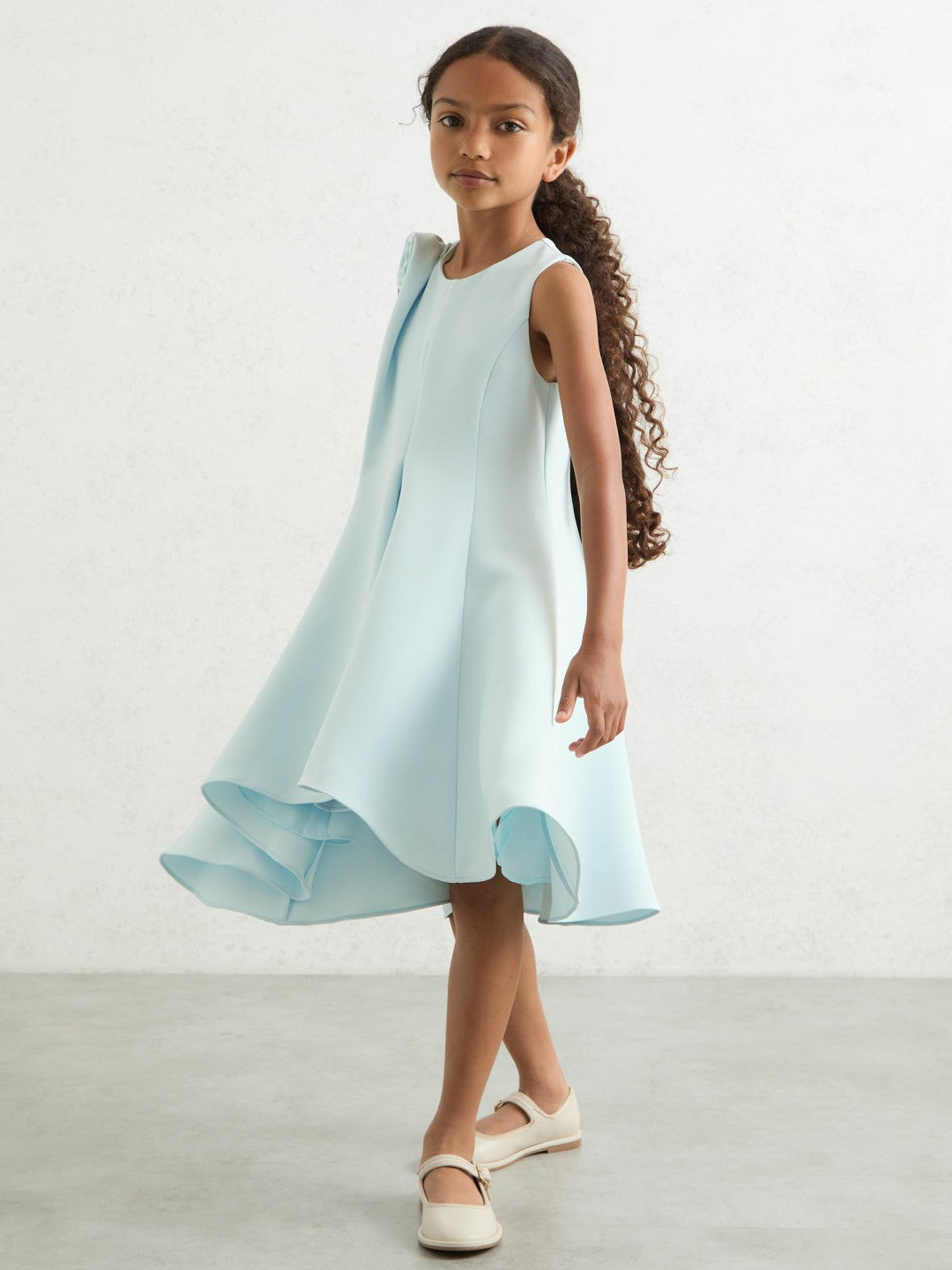 9-13 yrs Flower-Detail Fit-And-Flare Dress Blue | Children & Baby