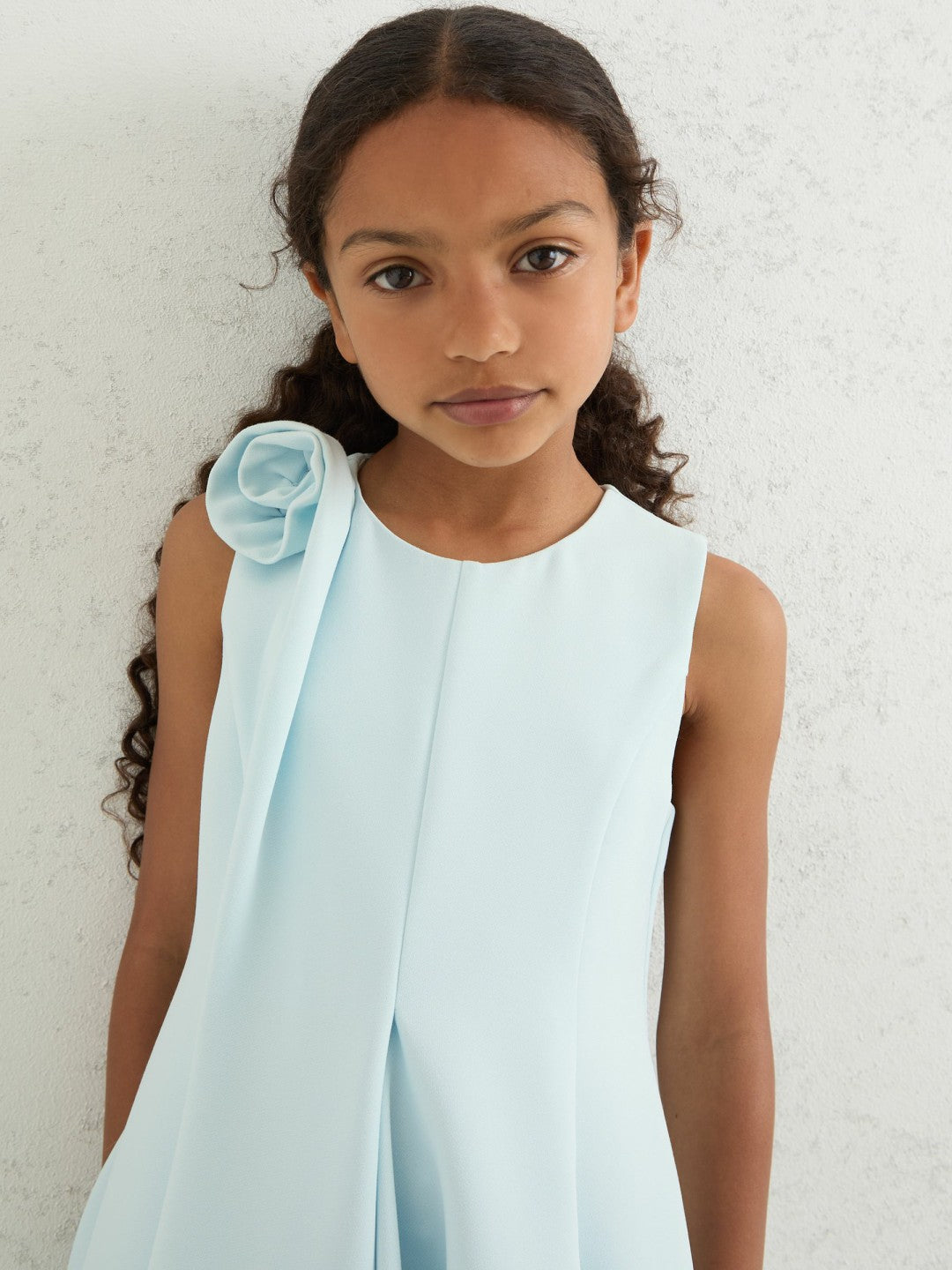9-13 yrs Flower-Detail Fit-And-Flare Dress Blue | Children & Baby