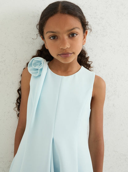 9-13 yrs Flower-Detail Fit-And-Flare Dress Blue | Children & Baby
