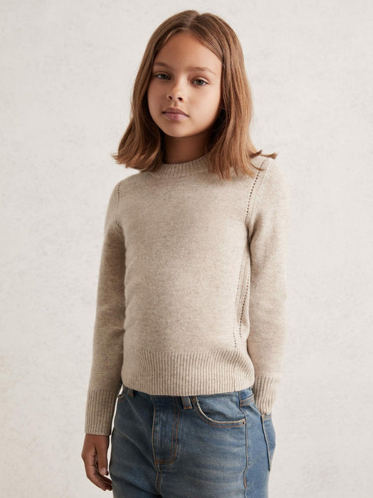 3-9 yrs Wool-Blend Open-Stitch Jumper with Cashmere Oatmeal | Children & Baby