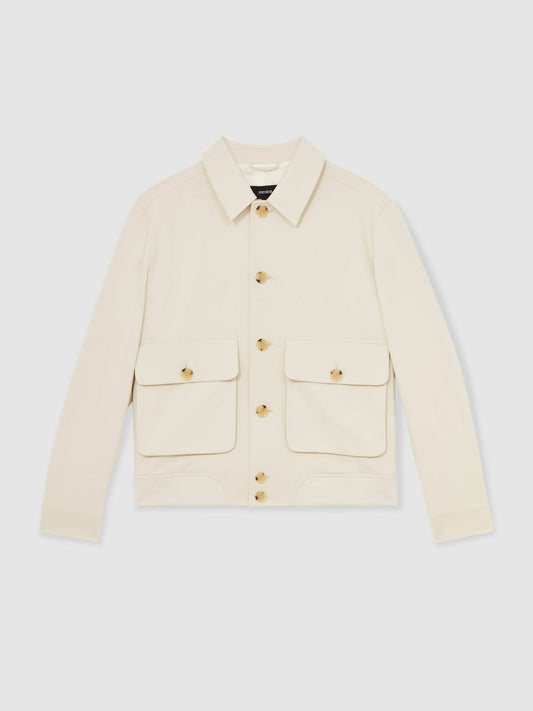Cotton-Blend Button-Through Jacket Light Stone | Men