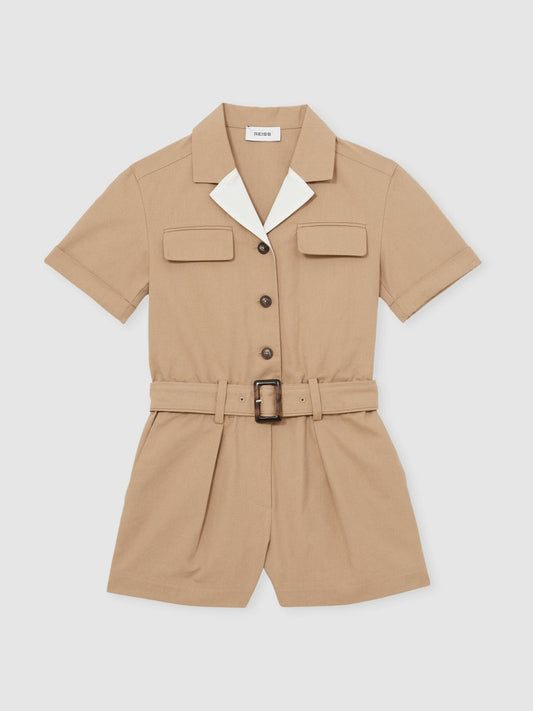 13-14 yrs Cotton-Lyocell Utility Playsuit Camel | Children & Baby