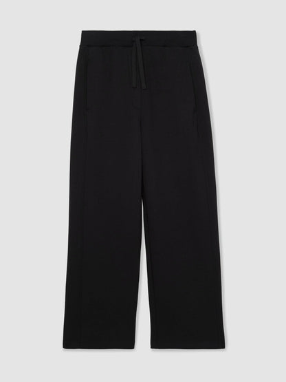 Wide-Leg Interlock Drawstring Joggers Black | Women