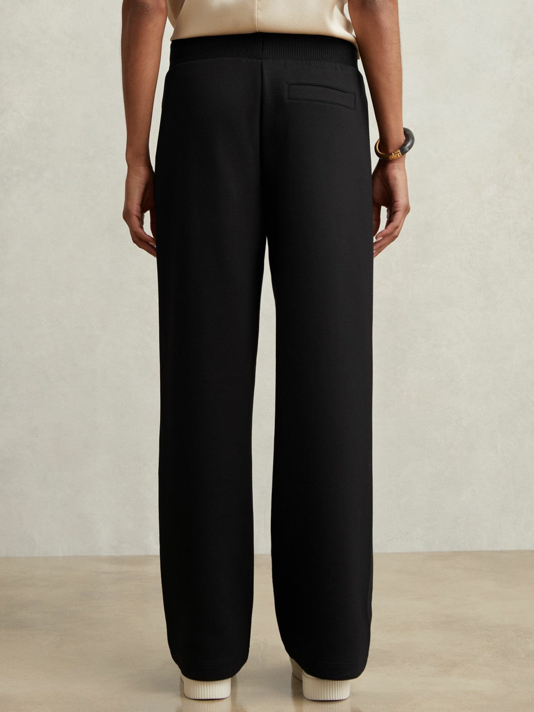 Wide-Leg Interlock Drawstring Joggers Black | Women
